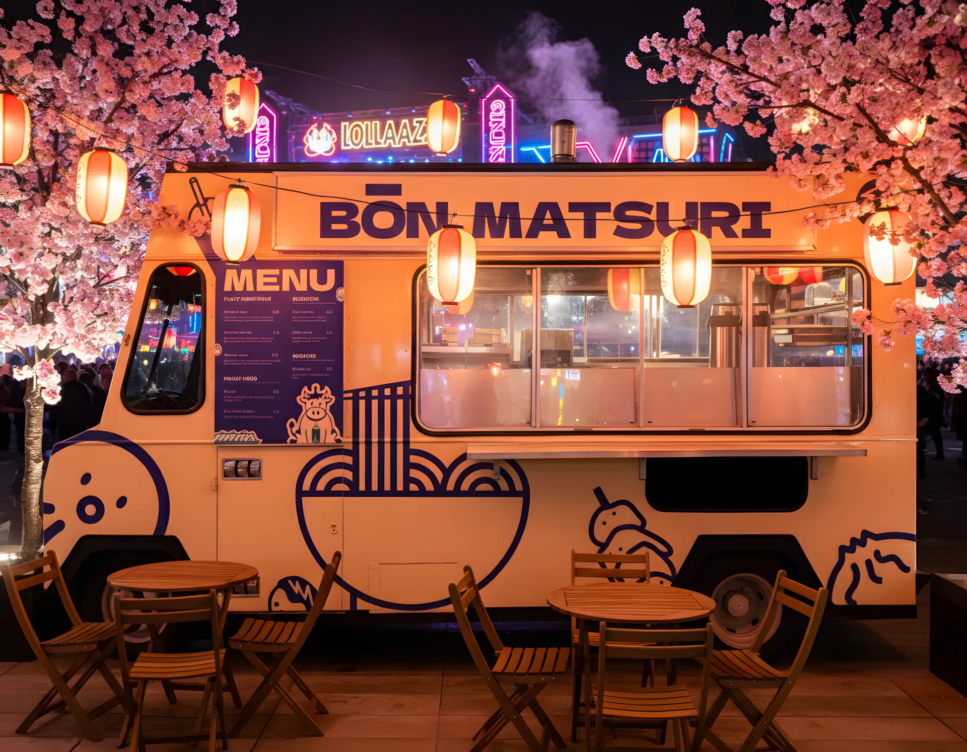 Food truck Bon Matsuri installé dans un festival
