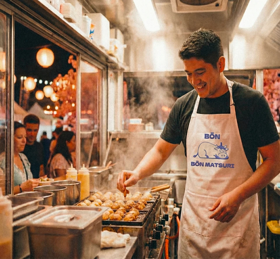 Chef du food truck Bon Matsuri en service
